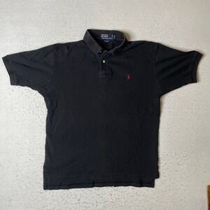 Polo Ralph Lauren Mens Medium Black Short Sleeve Cotton Polo Shirt Red Pony Logo